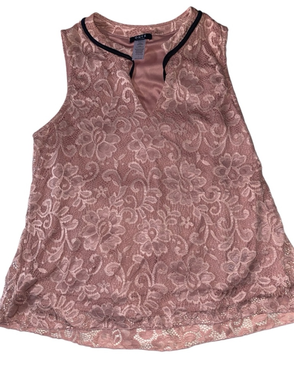 ONYX Apparel floral lace sleeveless top.  Dusty Mauve.  NEW SZ L